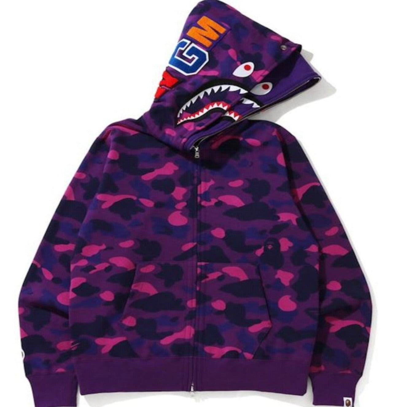 BAPE Color Camo Shark Full Zip Hoodie 'Purple' – KATANA KICKS