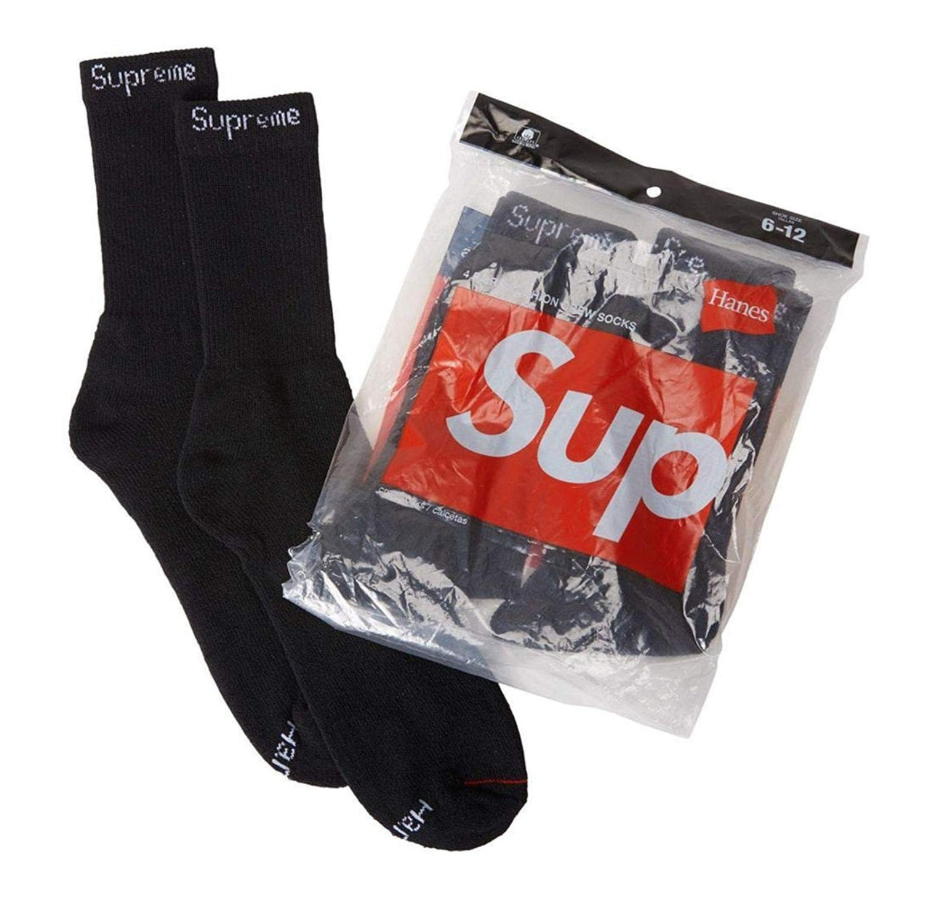 Supreme x Hanes Crew Socks (4 Pack) 'Black'