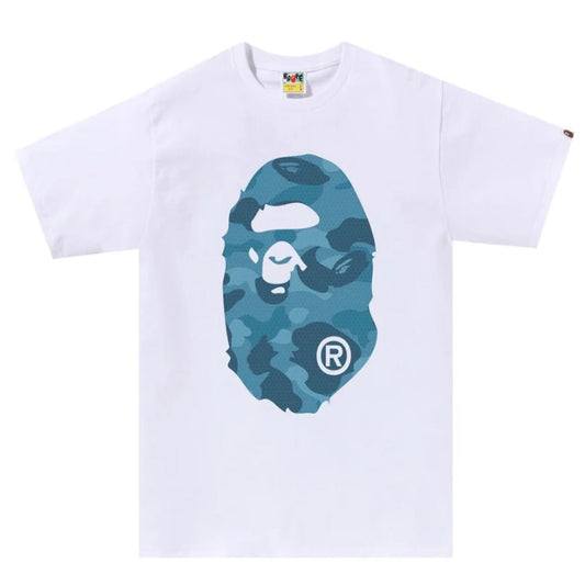 BAPE Honeycomb Camo Big Ape Head Tee 'White/Blue'