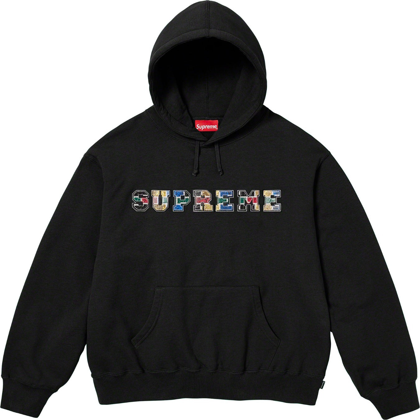 Supreme Collegiate Patchwork Leather Hooded Sweatshirt (Black)